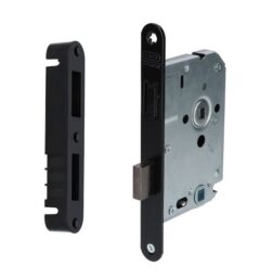 Nemef magneet toilet-badkamer slot 126473 met zwarte voorplaat inclusief sluitkom 126973