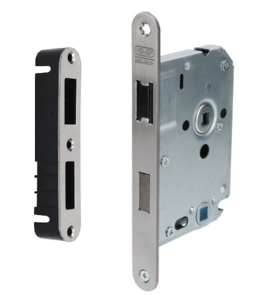 Nemef magneet toilet-badkamer slot 126477 met rvs voorplaat inclusief sluitkom 126971