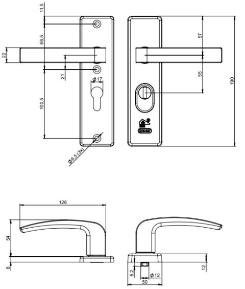 AXA Set Veiligheidsbeslag Op Ronde Rozet Met Kerntrekbeveiliging Knop Kruk Skg3 Aluminium F1