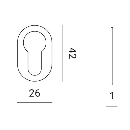 Nuda cilinderplaatjes 26×42 mm mat chroom
