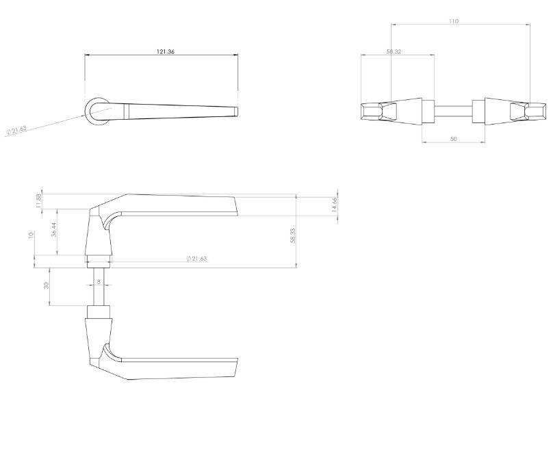 ODShop deurklink duim aluminium F1 - Afbeelding 2
