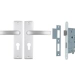 ODShop deurkruk vierkant met kortschild PC55 en slot aluminium F1