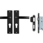 ODShop deurkruk vierkant met kortschild PC55 en slot aluminium zwart