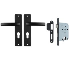 ODShop deurkruk vierkant met kortschild PC55 en slot aluminium zwart