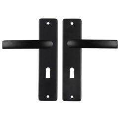 ODShop deurkruk vierkant met kortschild SL56 aluminium zwart