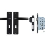 ODShop deurkruk vierkant met kortschild SL56 en slot aluminium zwart