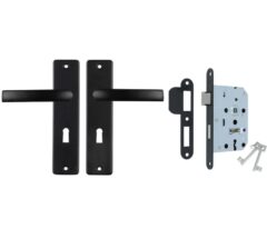 ODShop deurkruk vierkant met kortschild SL56 en slot aluminium zwart