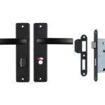 ODShop deurkruk vierkant met kortschild WC638 en slot aluminium zwart