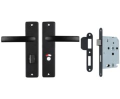 ODShop deurkruk vierkant met kortschild WC638 en slot aluminium zwart