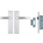 ODShop deurkruk vierkant met kortschild blind en slot aluminium F1