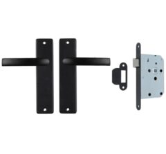 ODShop deurkruk vierkant met kortschild blind en slot aluminium zwart