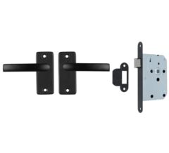 ODShop deurkruk vierkant met patentrozet en slot aluminium zwart