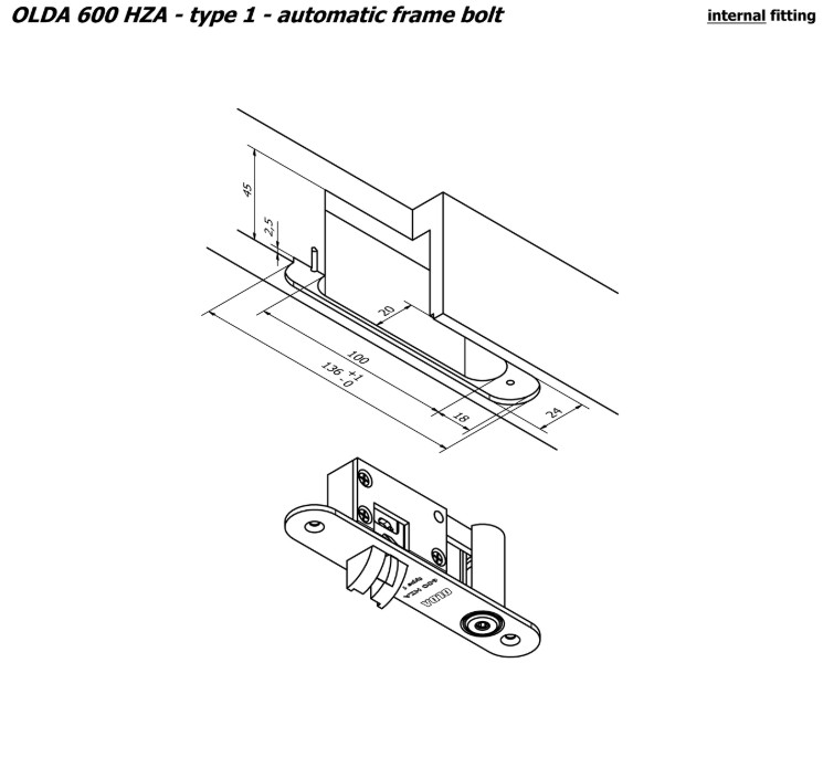 Olda automatische kantschuif type 600 deurkozijn model voor stalen of aluminium kozijnen type 1 staal verzinkt - Afbeelding 3