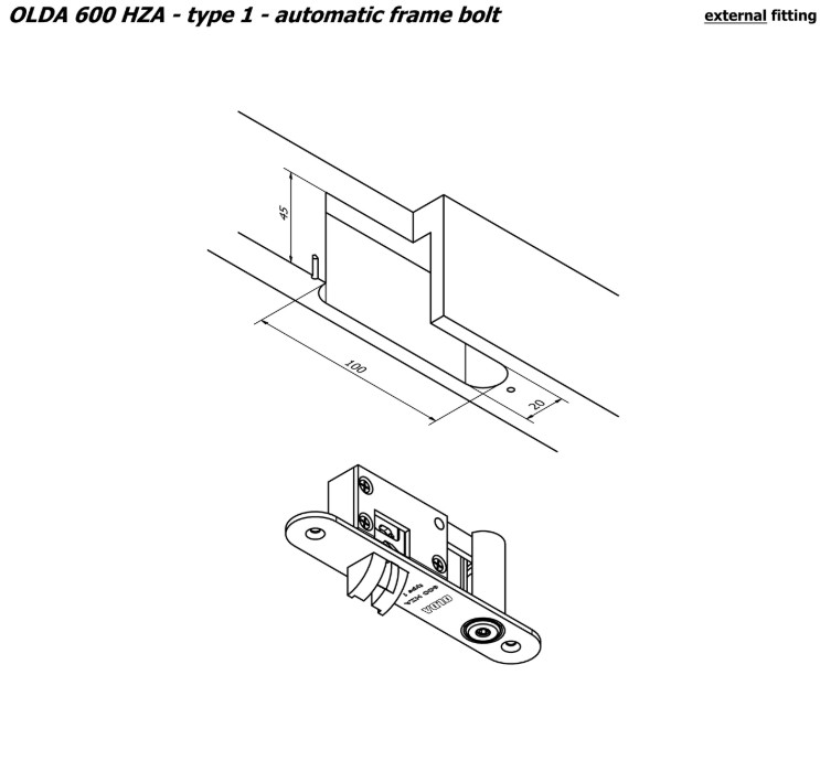 Olda automatische kantschuif type 600 deurkozijn model voor stalen of aluminium kozijnen type 1 staal verzinkt - Afbeelding 2