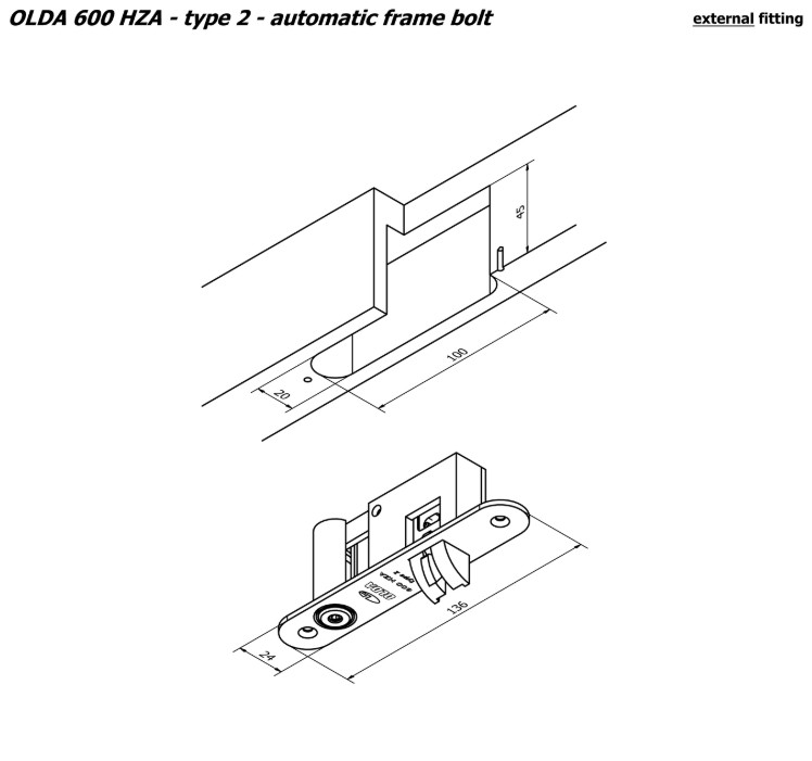 Olda automatische kantschuif type 600 deurkozijn model voor stalen of aluminium kozijnen type 2 staal verzinkt - Afbeelding 3