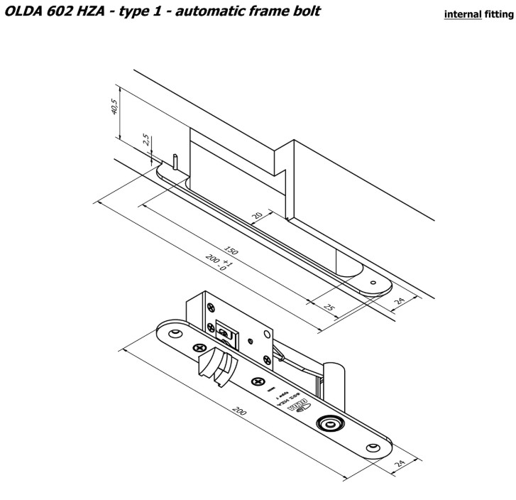 Olda automatische kantschuif type 602 deurkozijn model voor stalen of aluminium kozijnen type 1 staal verzinkt - Afbeelding 3