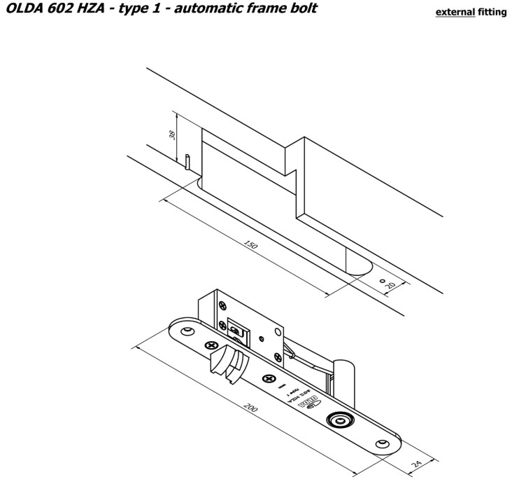 Olda automatische kantschuif type 602 deurkozijn model voor stalen of aluminium kozijnen type 1 staal verzinkt - Afbeelding 2
