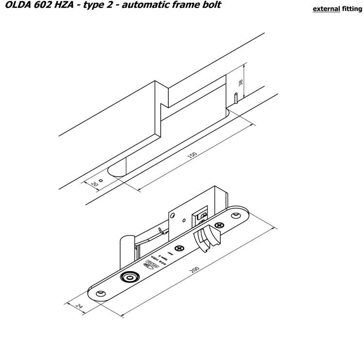 Olda automatische kantschuif type 602 deurkozijn model voor stalen of aluminium kozijnen type 2 staal verzinkt - Afbeelding 2