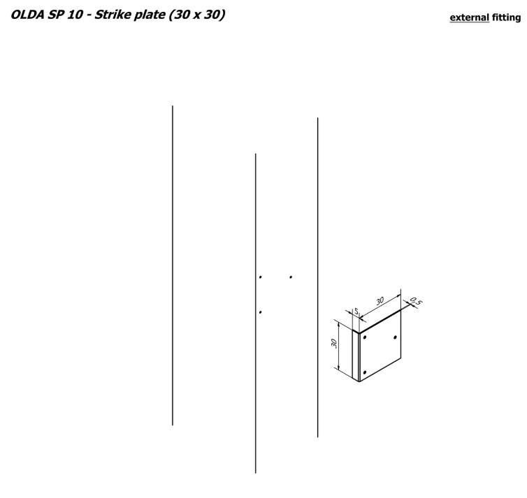 Olda sluitplaat type SP10 tbv automatische kantschuif voor houten deuren rvs - Afbeelding 2