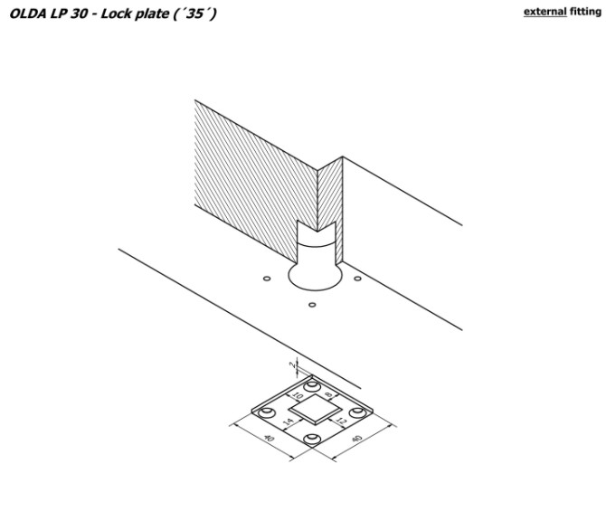 Olda sluitplaat type LP30 tbv semi automatische kantschuif 35 HZS voor stalen/aluminium deuren staal verzinkt - Afbeelding 2