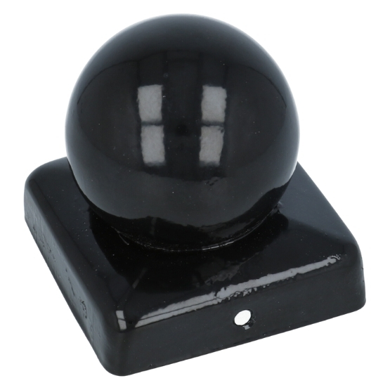Paalkapje met bol 90x90 mm zwart