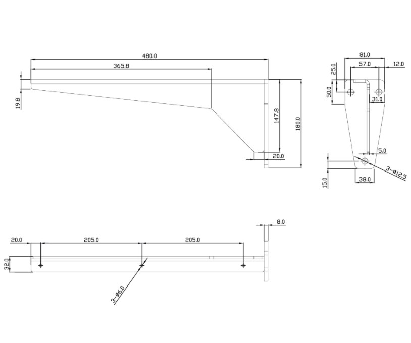 Plankdrager JIB XXL 480x180 mm vuurverzinkt
