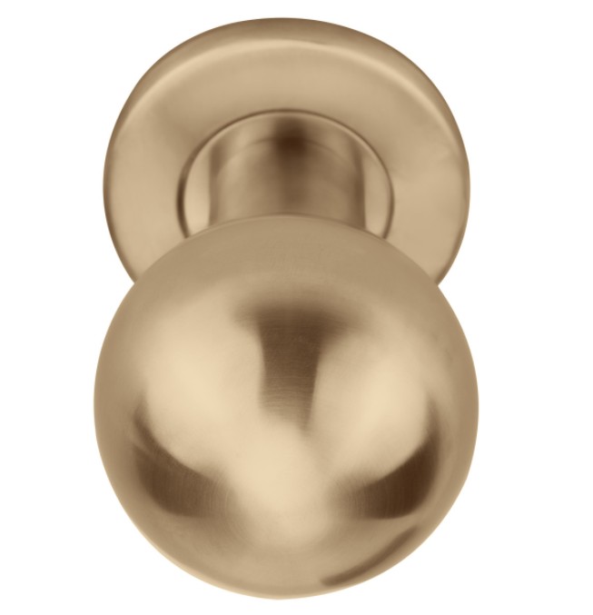 Voordeurknop BASIC LB501D draaibaar op rozet PVD licht brons