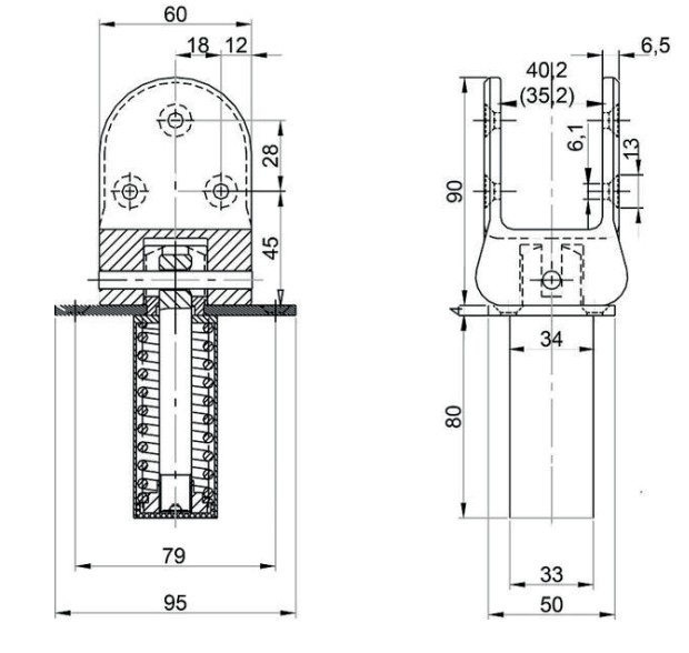 Deurveerscharnier HAWGOOD 4140 verzinkt zwart 40 mm