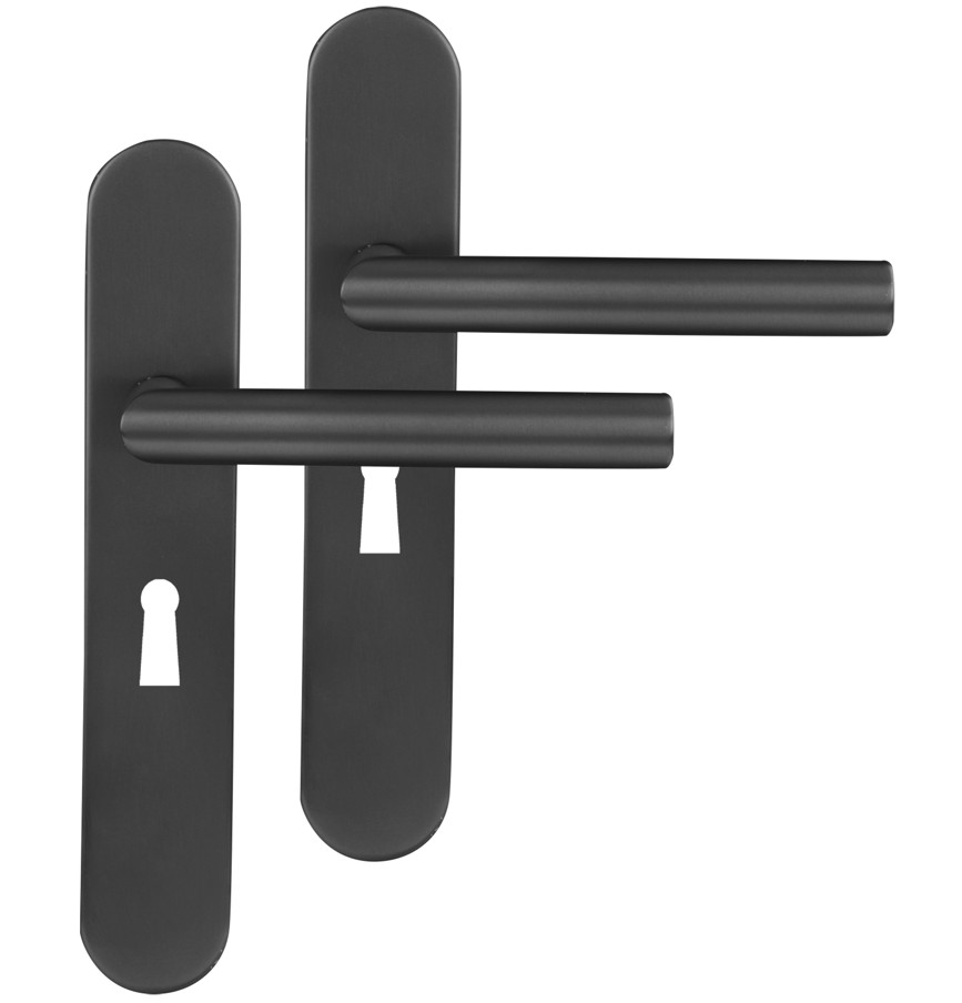 Differnz deurklink Amsterdam op ovaal schild SL56 gunmetal