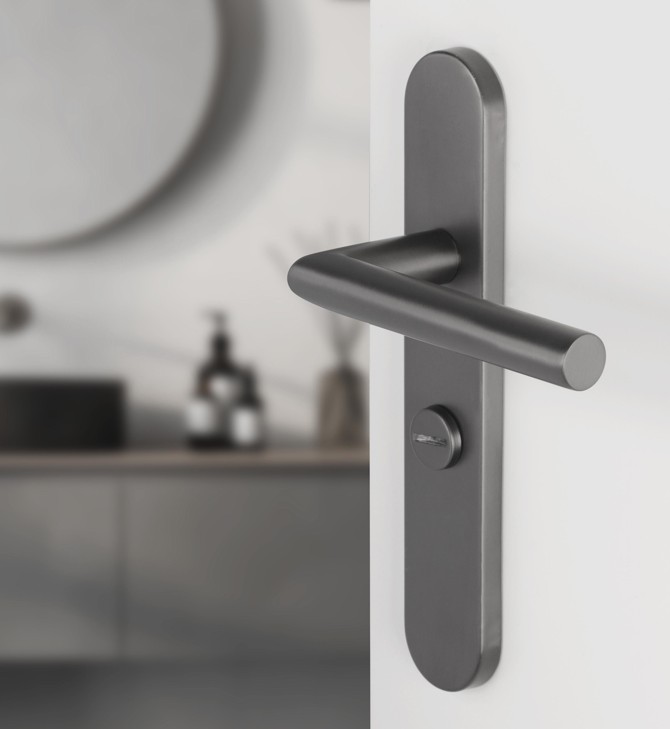 Differnz deurklink Amsterdam op ovaal schild WC63/8 gunmetal - Afbeelding 5