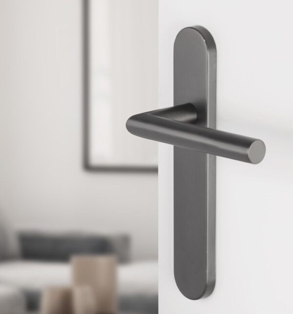 Differnz deurklink Amsterdam op ovaal schild blind gunmetal - Afbeelding 4