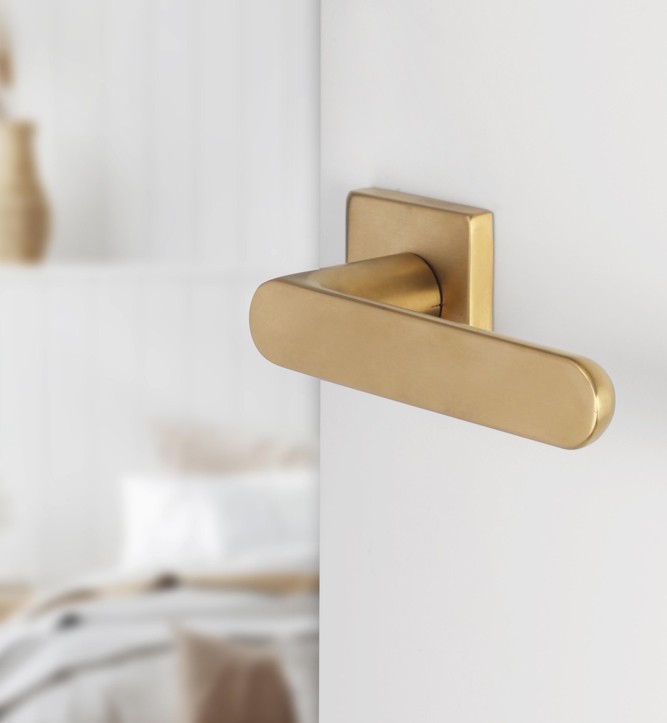 Differnz deurklink Eindhoven op vierkant rozet goud - Afbeelding 4