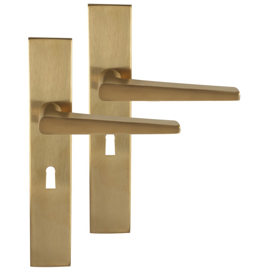 Differnz deurklink Rotterdam op rechthoekig schild SL56 goud