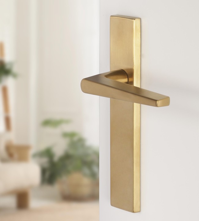 Differnz deurklink Rotterdam op rechthoekig schild blind goud - Afbeelding 4