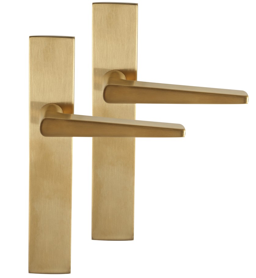 Differnz deurklink Rotterdam op rechthoekig schild blind goud