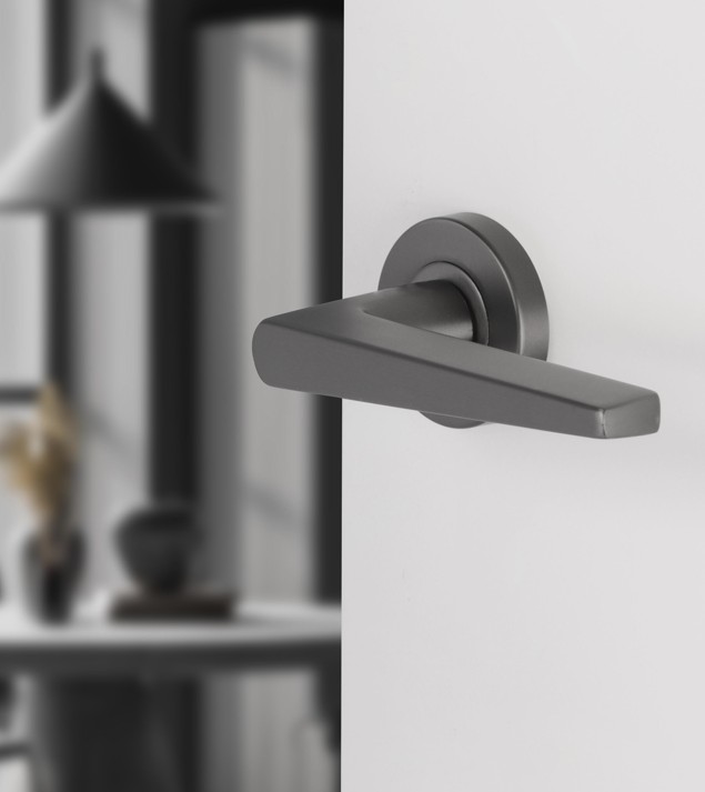 Differnz deurklink Rotterdam op rond rozet gunmetal - Afbeelding 4