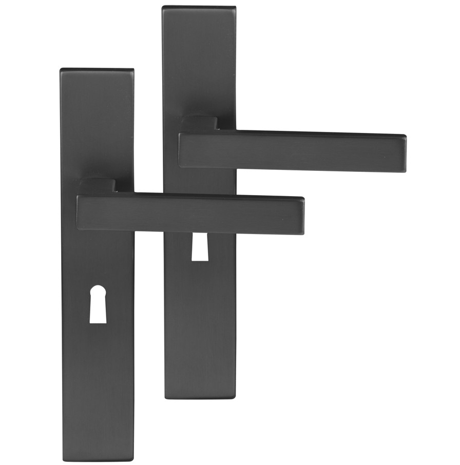 Differnz deurklink Tilburg op rechthoekig schild SL56 gunmetal