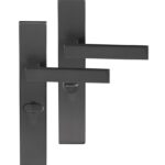 Differnz deurklink Tilburg op rechthoekig schild WC638 gunmetal