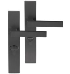Differnz deurklink Tilburg op rechthoekig schild WC638 gunmetal