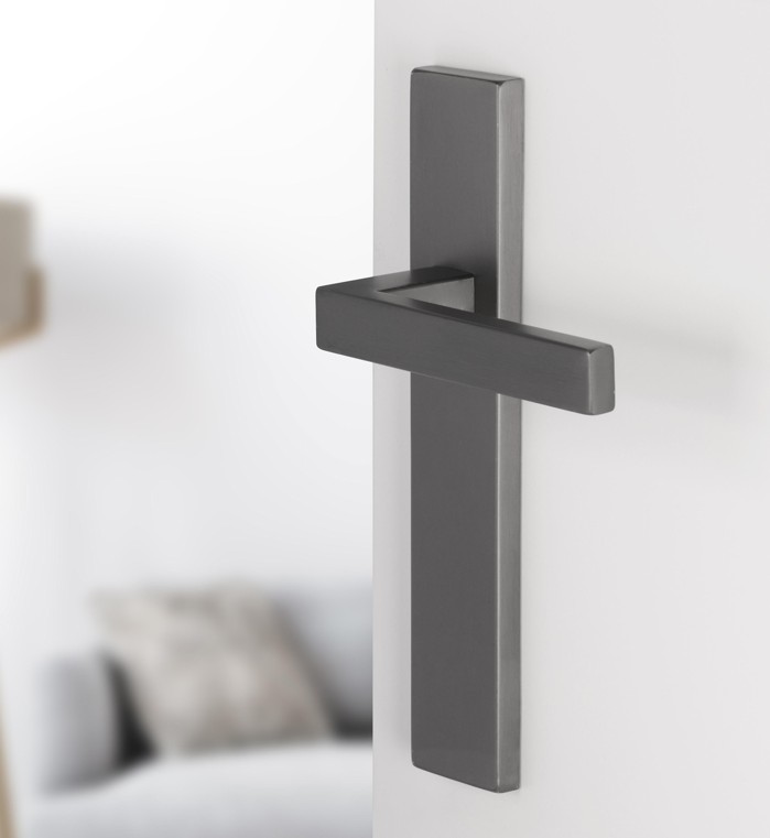 Differnz deurklink Tilburg op rechthoekig schild blind gunmetal - Afbeelding 4