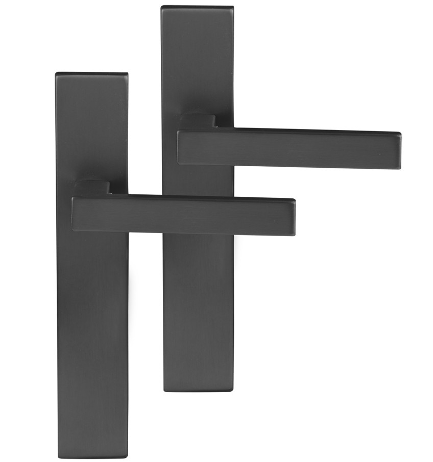 Differnz deurklink Tilburg op rechthoekig schild blind gunmetal