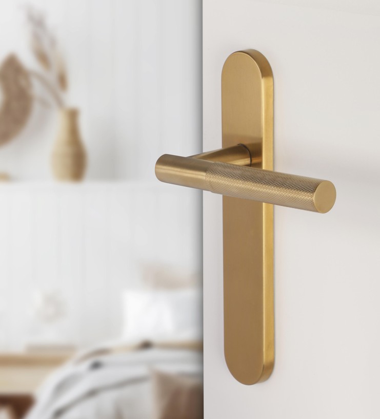 Differnz deurklink Utrecht op ovaal schild blind goud - Afbeelding 4