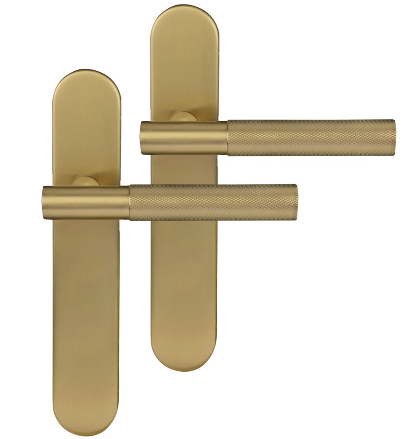 Differnz deurklink Utrecht op ovaal schild blind goud