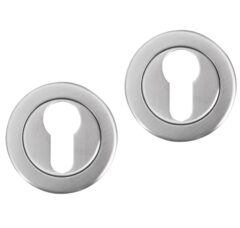 Differnz set van 2 cilinderplaatjes rond mat chroom