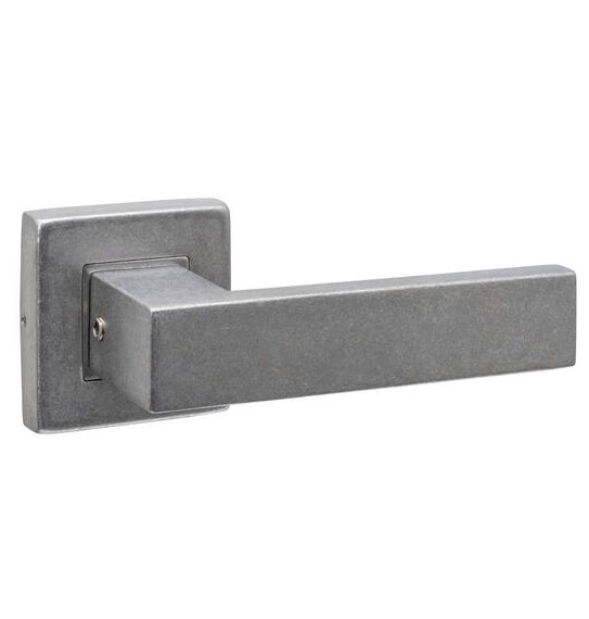 Intersteel enkele deurklink Amsterdam op rozet verdekt 53x53x10mm rvs getrommeld