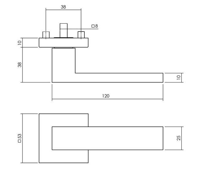 Intersteel enkele deurklink Amsterdam op rozet verdekt 53x53x10mm rvs - Afbeelding 2