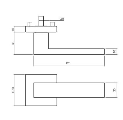 Intersteel enkele deurklink Amsterdam op rozet verdekt 53x53x10mm rvs getrommeld - Afbeelding 2