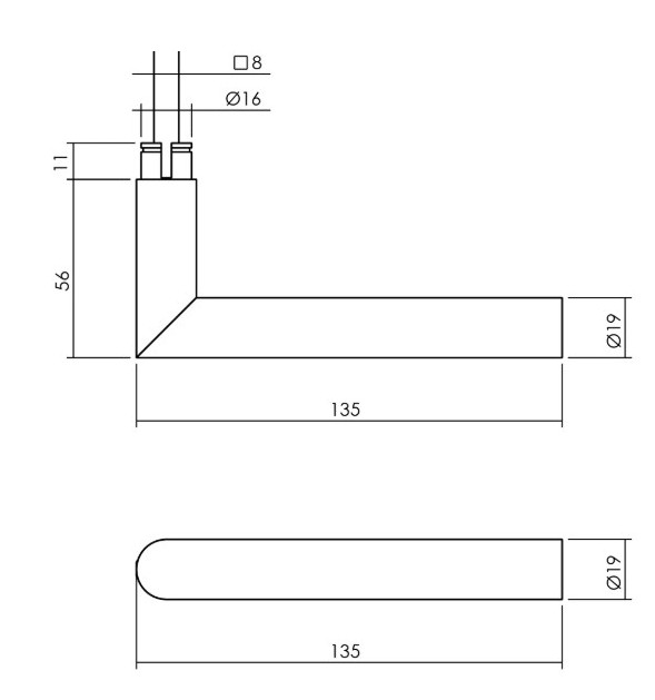 Intersteel enkele deurklink Jura op rozet verdekt 53x53x10mm rvs getrommeld - Afbeelding 2