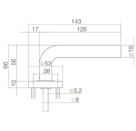 Intersteel enkele deurklink Luzern op rozet verdekt ø53x10mm rvs - Afbeelding 2