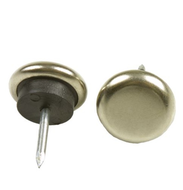 Meubelglijder rond Ø22 mm met spijker zamak vernikkeld